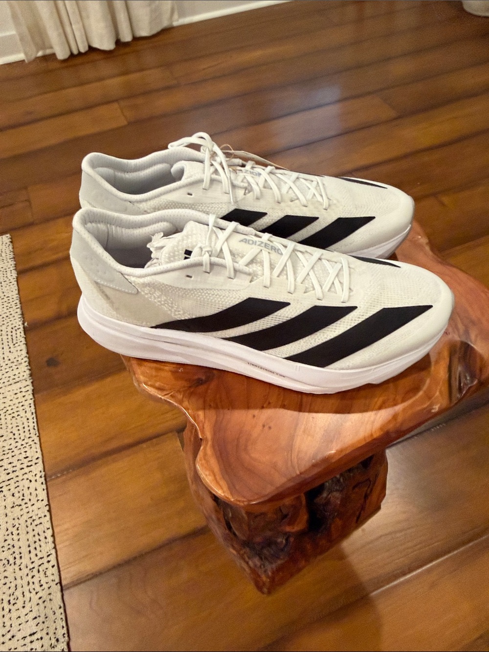 adidas adizeroSL Men's White Sneakers with Black Three-Stripes